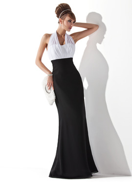 Empire Halter Floor-Length Chiffon Evening Dress With Ruffle (017020321)