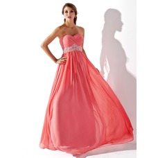 Empire Sweetheart Floor-Length Chiffon Prom Dress With Ruffle Beading (018005353)
