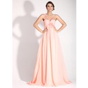 Empire One-Shoulder Sweep-slæb Chiffon Festkjole med Flæsekanter Perlebesat Applikationer (020016072)