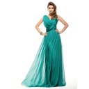 Vestidos princesa/ Formato A Decote V Vestidos longo Chifon Vestido de Férias com Pregueado Beading (020016061)