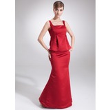 Empire Square Neckline Floor-Length Satin Maternity Bridesmaid Dress With Ruffle (045004389)