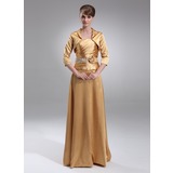 A-Line/Princess Strapless Floor-Length Charmeuse Mother of the Bride Dress With Ruffle Beading Flower(s) Sequins (008005709)