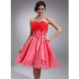 Vestidos princesa/ Formato A Coração Na altura do joelho Tafetá Organza Vestidos de boas vindas com Pregueado (022021052)