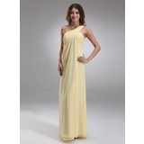 Empire One-Shoulder Floor-Length Chiffon Bridesmaid Dress With Ruffle (007025146)