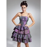 A-Line/Princess Knee-Length Taffeta Cocktail Dress With Ruffle (016015045)
