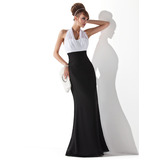 Empire Halter Floor-Length Chiffon Evening Dress With Ruffle (017020321)