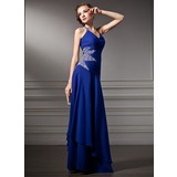A-Line/Princess Halter Floor-Length Chiffon Prom Dress With Ruffle Beading (018005003)