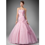 Mermaid Strapless Floor-Length Taffeta Organza Prom Dress With Ruffle Beading Sequins (018004953)