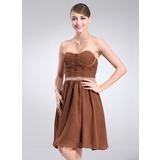 A-Line/Princess Sweetheart Knee-Length Chiffon Charmeuse Homecoming Dress With Ruffle (022020771)