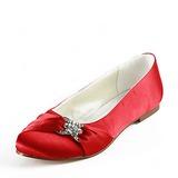Satin Flat Heel Closed Toe Flats Wedding Shoes With Rhinestone (047014109)