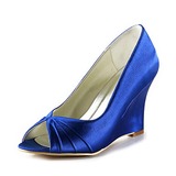 satijn Wedge Heel Peep Toe Pumps Bruidsschoenen (047020192)