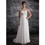 Empire Sweetheart Court Train Chiffon Bridesmaid Dress With Ruffle Beading Flower(s) (007016873)