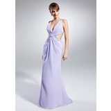 Sheath V-neck Floor-Length Chiffon Prom Dress With Ruffle Lace Beading Sequins (018015067)