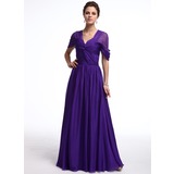 A-Line/Princess Off-the-Shoulder Floor-Length Chiffon Evening Dress With Ruffle (017025323)