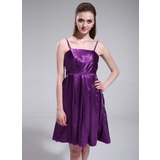 Empire Knee-Length Charmeuse Bridesmaid Dress With Ruffle (007025588)