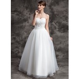 Ball-Gown Sweetheart Floor-Length Organza Wedding Dress With Ruffle Lace Beadwork (002024075)