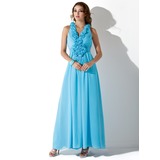 A-Line/Princess V-neck Floor-Length Chiffon Prom Dress With Ruffle Beading Appliques Flower(s) Sequins (018004831)