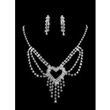 Heart-shaped Ladies Necklace and Earrings Jewelry Set (011009889)