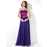 Império Coração Vestidos longo Chiffon Tafetá Vestido de madrinha com Pregueado faixa (007004134)