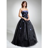 Ball-Gown Strapless Floor-Length Organza Quinceanera Dress With Beading Flower(s) (021020827)
