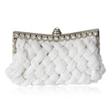 White Gorgeous Satin With Shining Rhinestones Evening Handbags (012011024)