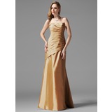 Sheath Strapless Floor-Length Taffeta Bridesmaid Dress With Ruffle (007004109)