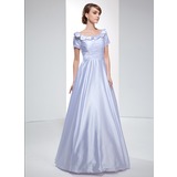 A-Line/Princess Off-the-Shoulder Floor-Length Charmeuse Evening Dress With Ruffle (017022531)