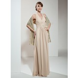 Tubino Anello Al pavimento Chiffon Charmeuse Abito in stile Golden Globe con Increspature (027003903)