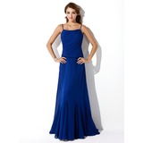 A-Line/Princess Scoop Neck Floor-Length Chiffon Bridesmaid Dress With Ruffle (007001137)
