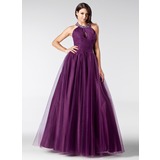 A-Line/Princess Halter Floor-Length Tulle Quinceanera Dress With Ruffle Beading (021020811)