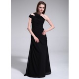 A-Line/Princess One-Shoulder Floor-Length Chiffon Bridesmaid Dress With Ruffle (007025352)