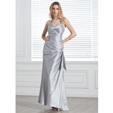 Sheath Halter Floor-Length Taffeta Prom Dress With Ruffle Beading (018005320)