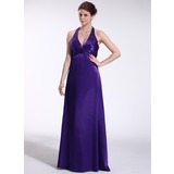 Empire Halter Floor-Length Charmeuse Bridesmaid Dress With Ruffle (007026273)