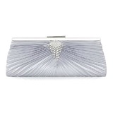 Zilver satijn shell met strass 's avonds handtassen (012008673)
