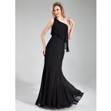 Mermaid One-Shoulder Floor-Length Chiffon Bridesmaid Dress (007019632)
