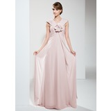 Empire Off-the-Shoulder Sweep Train Chiffon Mother of the Bride Dress With Ruffle (008006454)