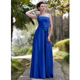 A-Line/Princess One-Shoulder Floor-Length Charmeuse Sequined Mother of the Bride Dress With Ruffle Beading (008022935)
