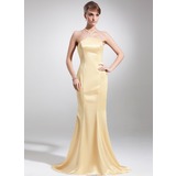Mermaid Halter Sweep Train Charmeuse Mother of the Bride Dress (008016173)