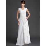 Empire V-neck Floor-Length Chiffon Mother of the Bride Dress With Ruffle (008006565)