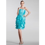 A-Line/Princess Strapless Knee-Length Taffeta Bridesmaid Dress With Ruffle (007005191)