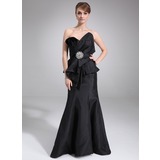 Mermaid Scalloped Neck Court Train Taffeta Mother of the Bride Dress With Ruffle (008006459)