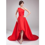 A-Line/Principessa Monospalla Asimmetrico Taffeta Abito da sera con Increspature (017020673)