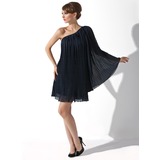 A-Line/Princess One-Shoulder Short/Mini Chiffon Cocktail Dress With Ruffle (016008463)