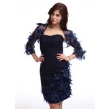 Sheath Sweetheart Knee-Length Chiffon Cocktail Dress With Ruffle Beading Flower(s) (016025376)