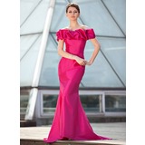 Mermaid Off-the-Shoulder Sweep Train Taffeta Mother of the Bride Dress With Ruffle (008018926)