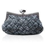 grijs prachtige satijnen backfin shell met strass avondtasje handtas portemonnee koppeling (012005566)