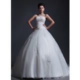 Debuttante Senza spalline Strascico medio Organza Raso Abiti per matrimonio con Pizzo Bigiotteria (002017382)