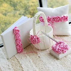 Luxury Wedding Collection Set in Satin With Pink Roses (4 Pieces)(100017981)