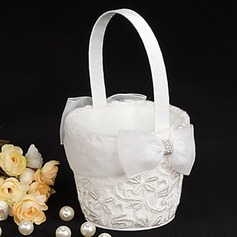 White Flower Basket With Sparking Entwined Embroidery(102018092)
