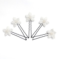 Gorgeous Alloy/Satin With Imitation Pearl Wedding Hairpins-5pcs (042024897)
